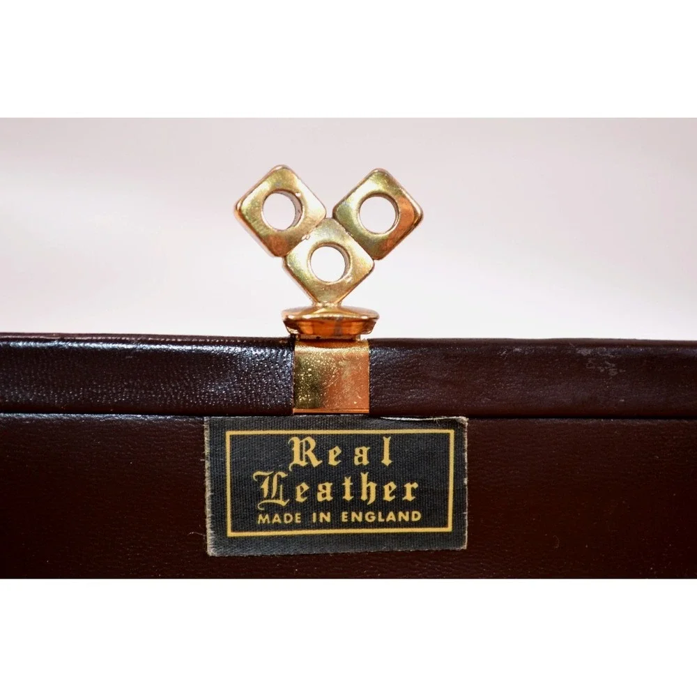 Vintage 1950s L.S. Ayres & Co Burgundy Leather Kelly Bag Purse Made in England